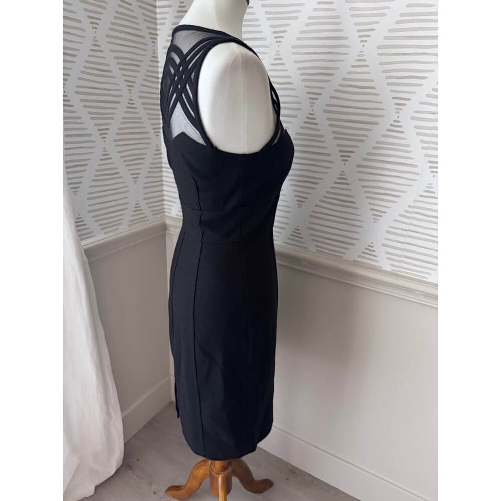 Susana Monaco Women’s Small Black Felt & Mesh Arched Geometric Bodycon Dress - Picture 9 of 10